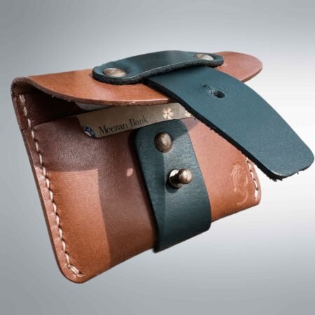 Sher leather wallet and card holder brass buttons